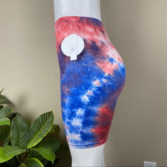 tie dye two piece biker short set